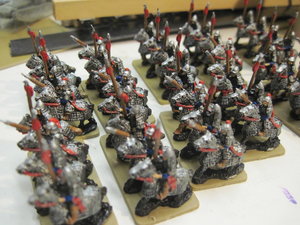 Mongol heavy cavalry mounted on 20mm x 40mm plastic bases ready for base material