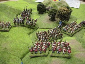 Ottoman infantry and cavalry advance to take possession of the 7-hex escarpment.