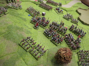 The Lancastrian heavy cavalry units charge into and demolish the Ottoman centre to claim victory.