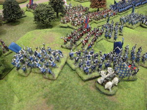 The French Men at Arms attack the woodland