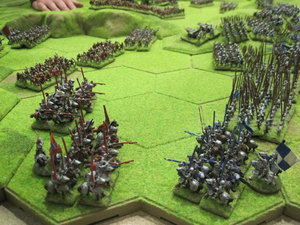 The Lancastrian charge goes in - first contact!