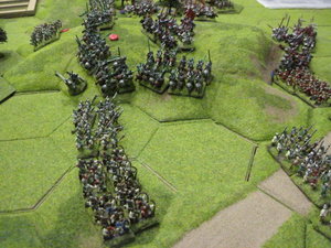 The cavalry fight over possession of the 15 hex hill