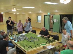 Players analyse the situation, ready for the final British push into he center of the town