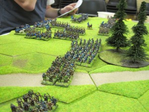 The Romano British army deployed with warriors and archers forward