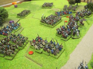 With the Norman cavalry disrupted and effectively neutralised, fresh units of Saxon infantry begin to move against them!