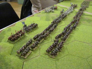 The Hungarian cavalry prepare to advance in two battle lines