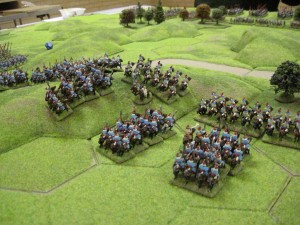 Initial Korean deployment with the light and heavy cavalry on the right and the infantry on the left