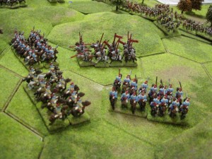 Korean cavalry trap and defeat the final unit of Yorkist mounted men-at-arms in the centre