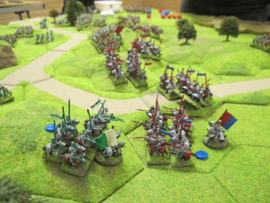 With the Tudor battle line broken, a Tudor general makes his last stand on a small hill.