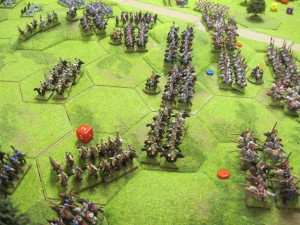 The opposing cavalry units go head to head in the decisive engagement of the game.