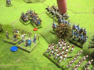 The Korean cavalry attack the centre, pushing the Janissary infantry backwards but hey hold their position.