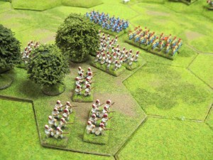 Stev's Janissary handgunners  hold the woodland on the left to secure the left flank of the Ottoman army.