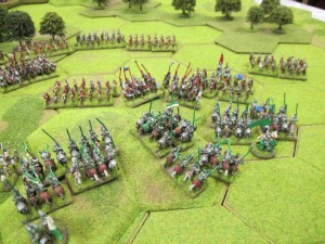 The heavy cavalry from both sides begin to eliminate each other!
