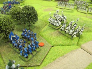 French knights are forced back into the woods and eliminated.